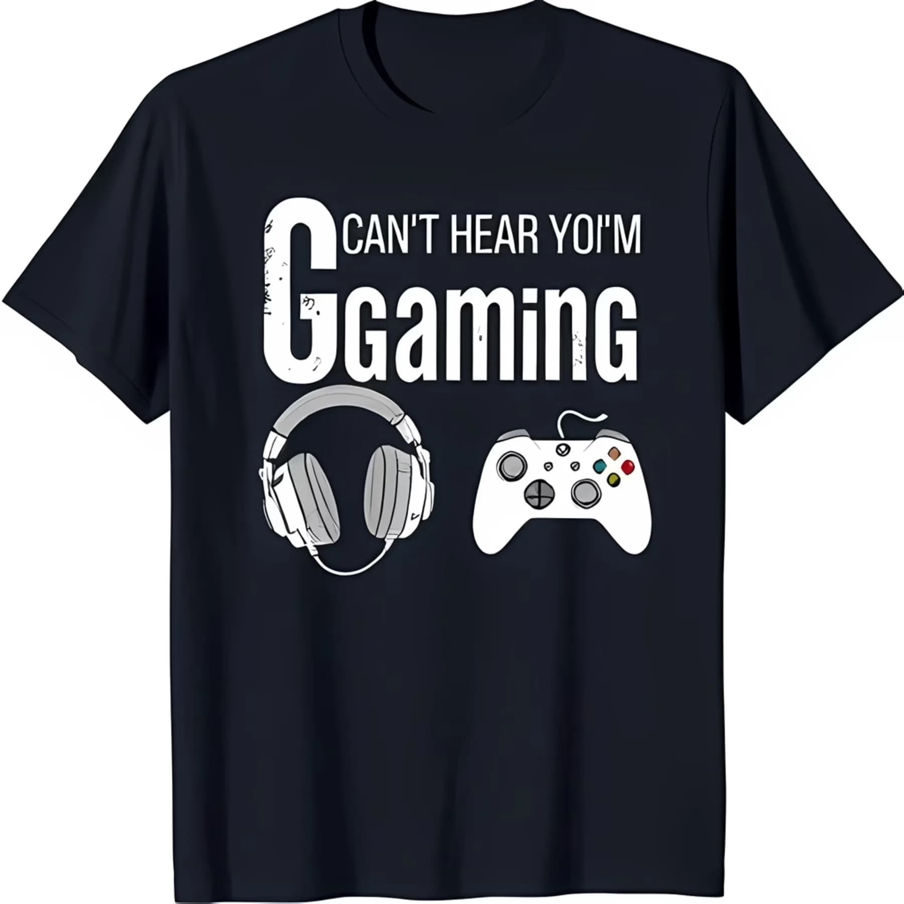 Funny Gaming Controller Headset Graphic Cotton T-Shirt for Men