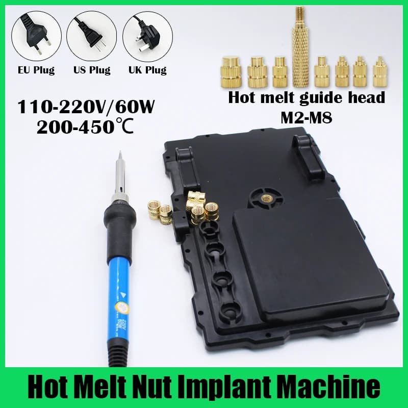 Dado con inserto filettato in ottone Saldatore Testa guida hot melt M2 M2.5 M3 M4 M5 M6 Strumento di inserimento incorporato di calore Dado in plastica per stampante 3D