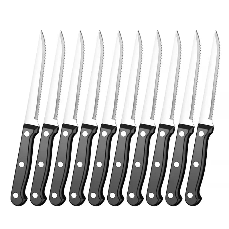 Set di coltelli da cucina XITUO da 6-12 pezzi, coltelli da bistecca a lama intera in acciaio inossidabile, coltello da tavola seghettato, coltello da esterno, coltello per tagliare carne e pane