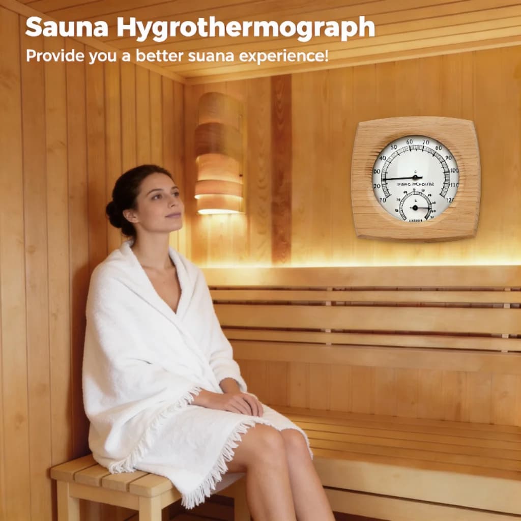 Wood hygrothermn sauna accessory for single sauna, thermometer, hygrometer