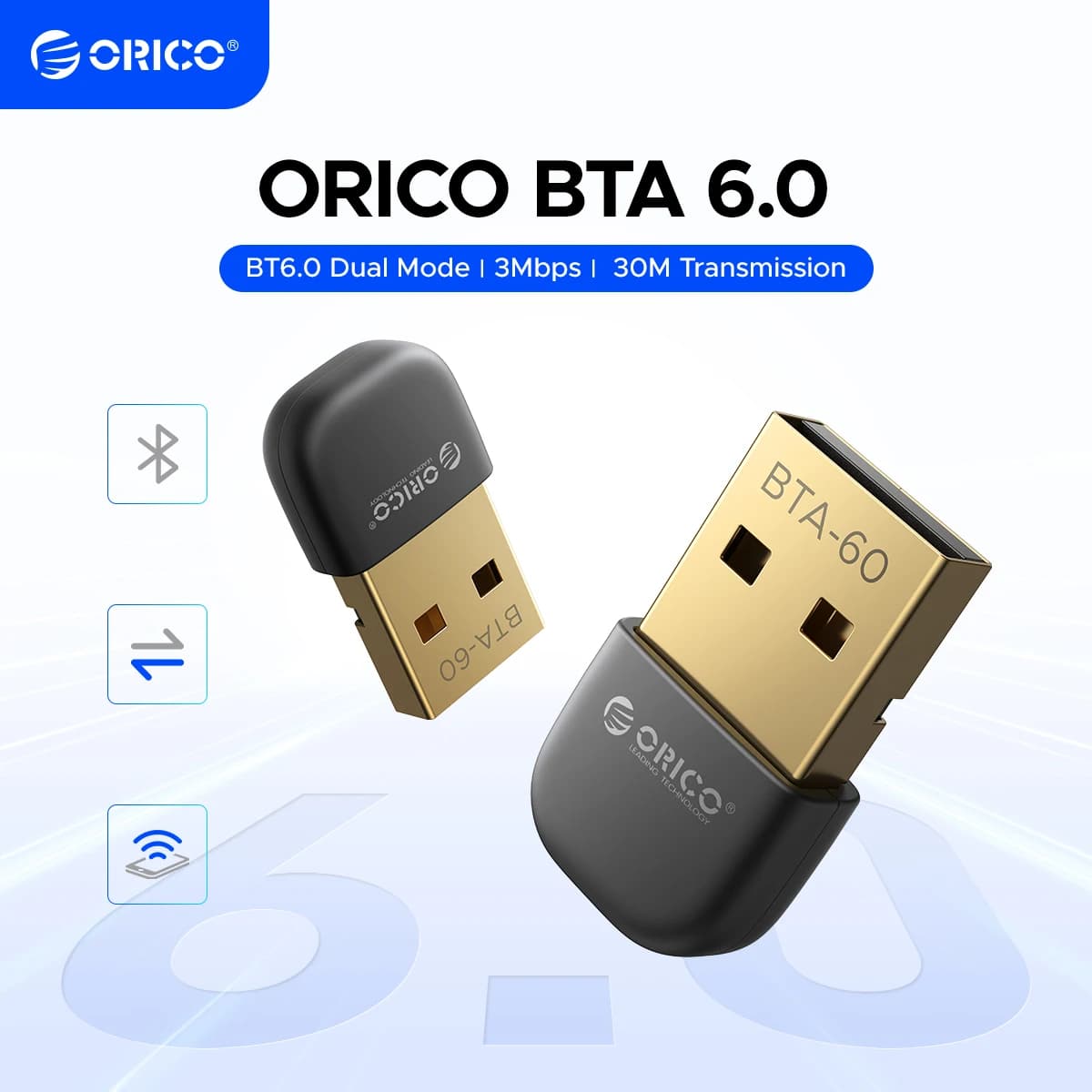 Adattatore WiFi Wireless ORICO Dual Mode 6.0 con Bluetooth USB, Scheda di Rete Dual Band per Desktop, Adatto per Computer Fissi e Portatili
