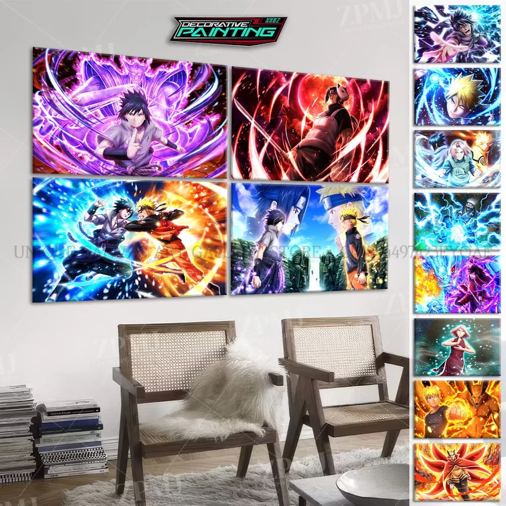 Anime Naruto Wall Art HD Stampe Home Decor Poster Immagini di cartoni animati Uchiha Sasuke Dipinti su tela per soggiorno Senza cornice murale