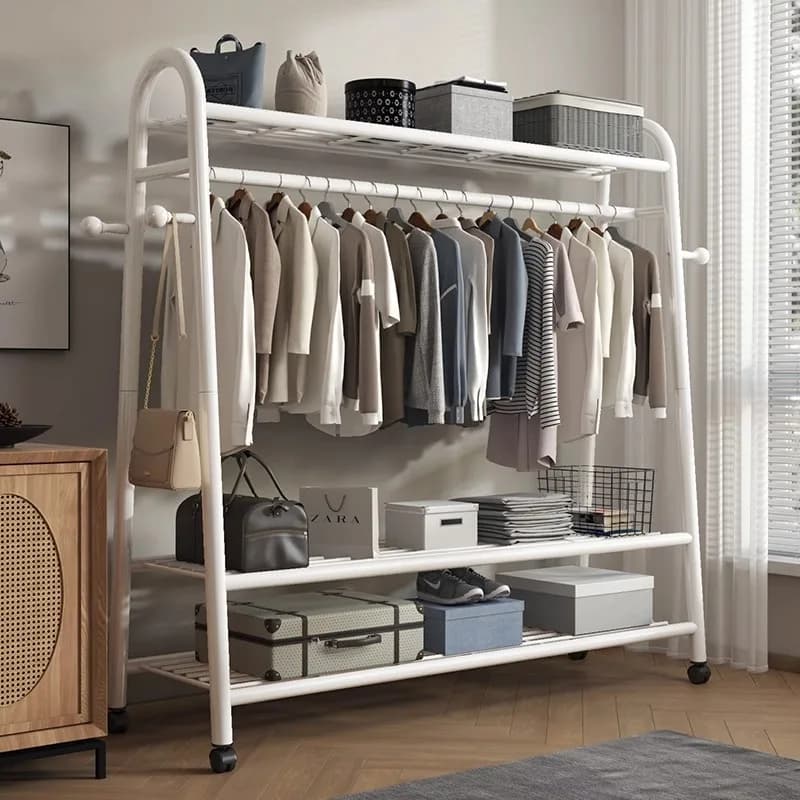 Appendiabiti da terra per camera da letto e balcone, design semplice, in acciaio inossidabile, stendibiancheria e porta cappelli