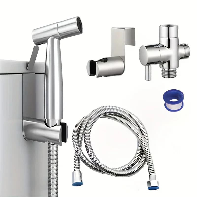 Set di pistole a spruzzo per WC Set di compagni per WC antideflagranti da 1 pezzo - Separatore d'acqua in lega 304, pistola a spruzzo, rondella femmina