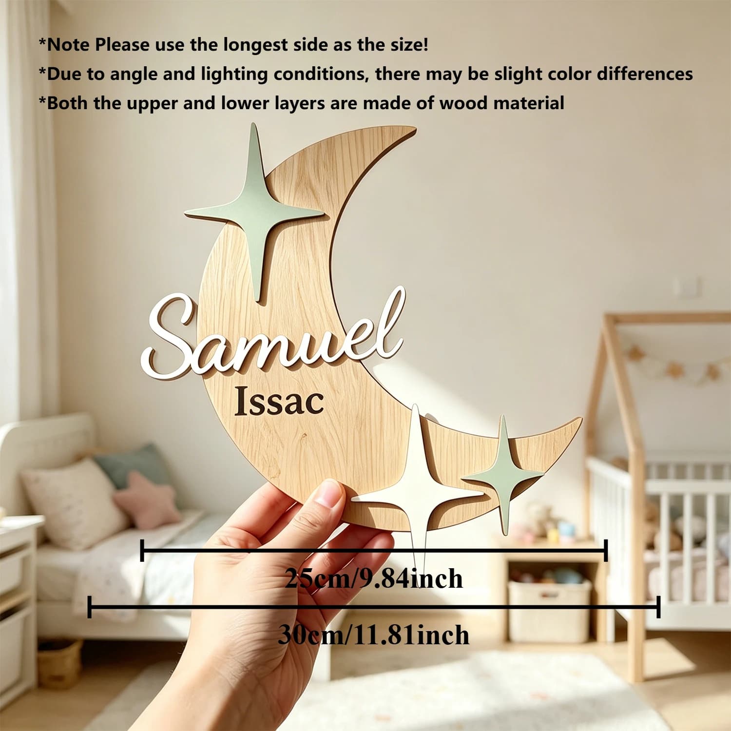 1pc personalized double-layer wooden surname brand, customizable name, multi scene decoration, perfect holiday gift