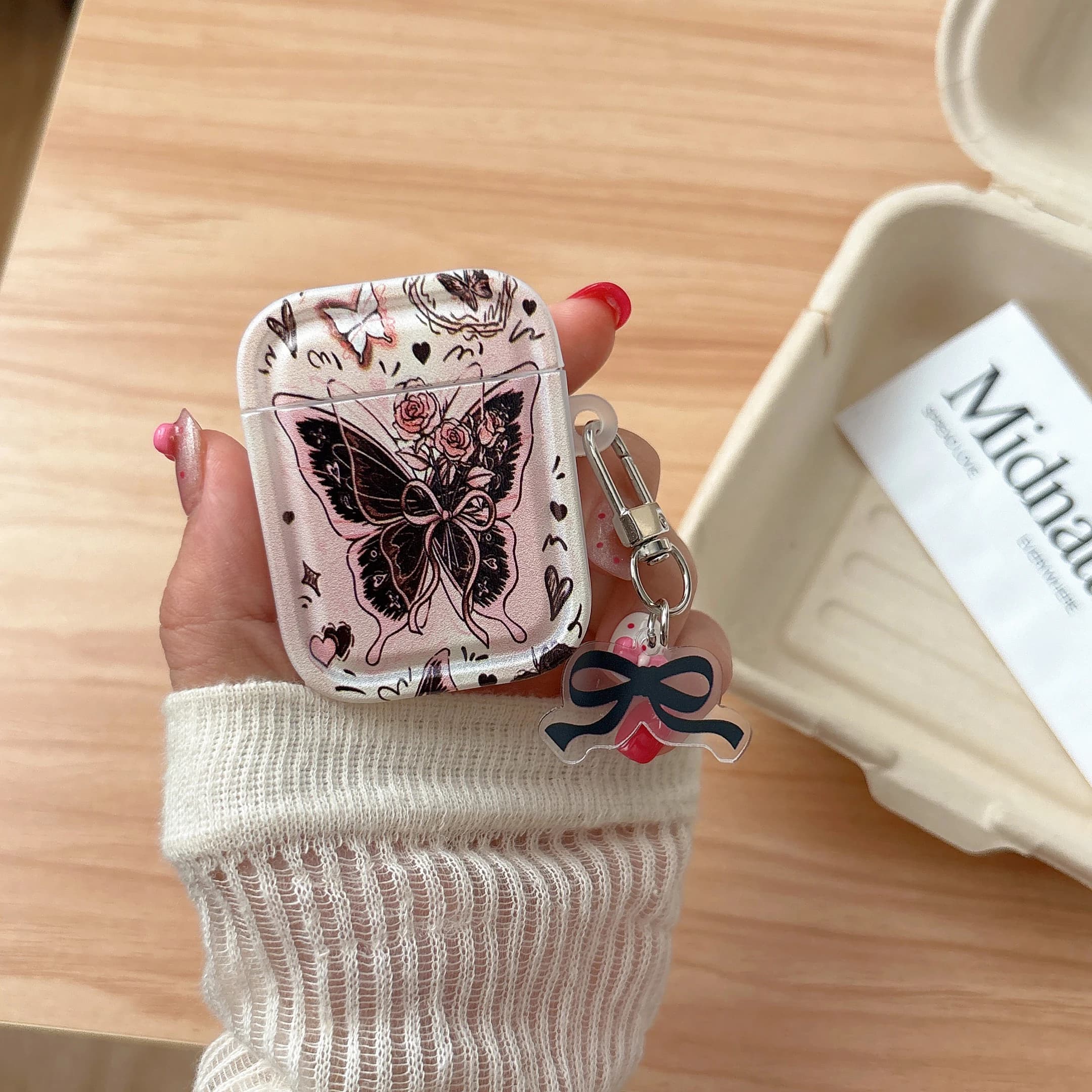 For AirPods pro3/pro2 Earphone Protective Case Picture Frame Letters Cat and Rose Butterfly for AirPods1.2/3/ 4 Earphone Cover