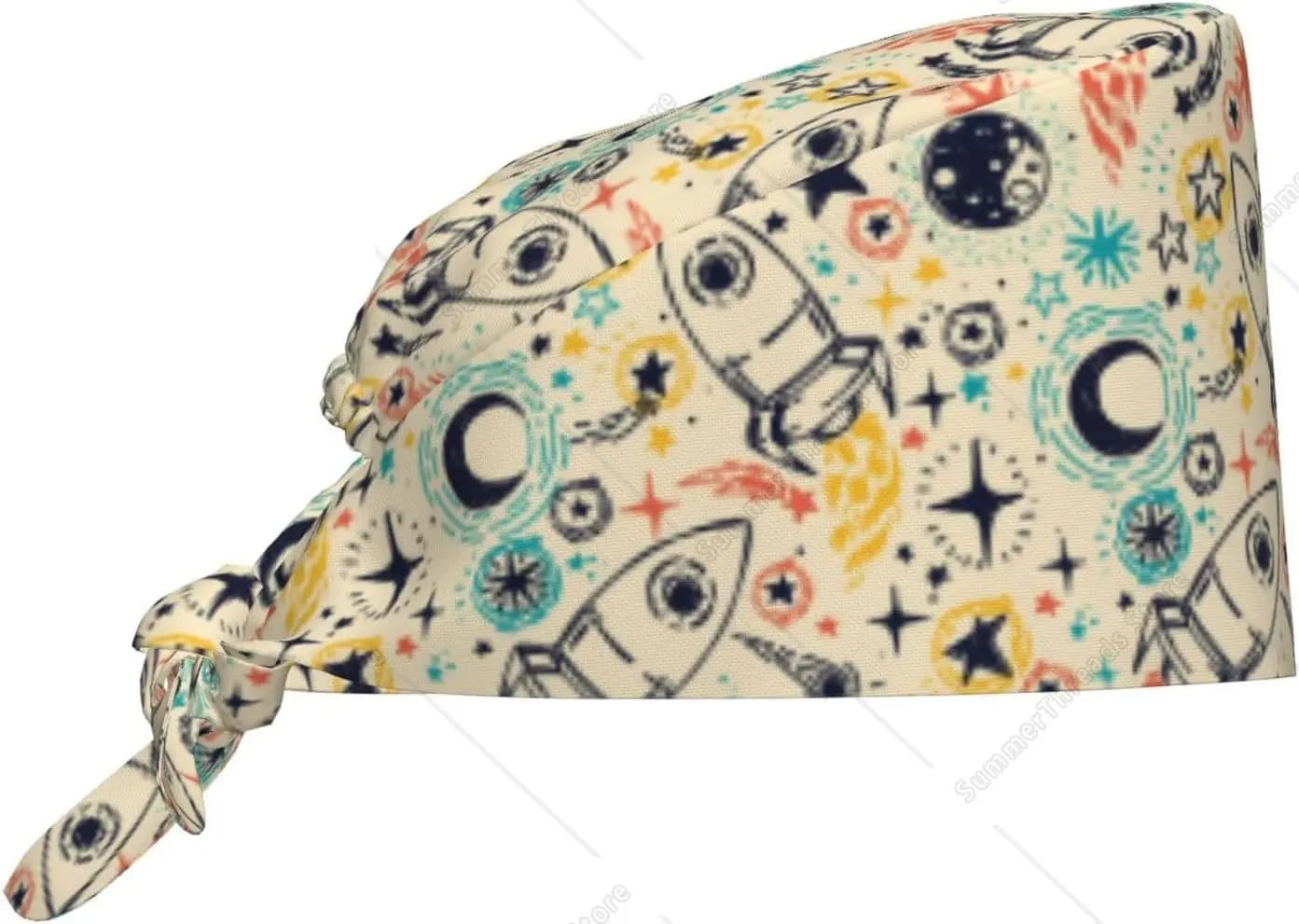 Berretti Scrub Donna Uomo - Berretto da lavoro regolabile Rockets Cappelli Scrub per donna Uomo, Cappellino da infermiera con fascia antisudore Nero