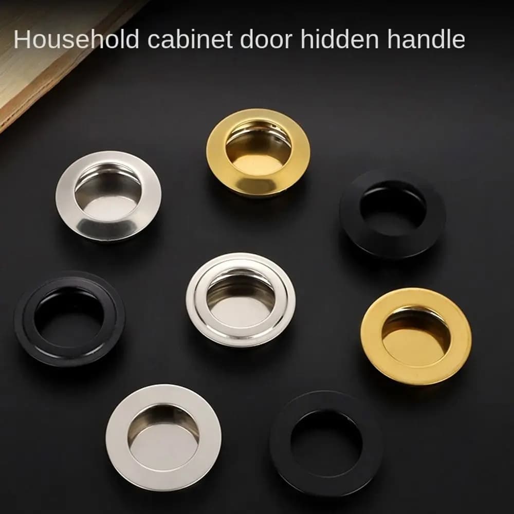 Maniglie per porte dell'armadio da incasso da 35mm maniglia invisibile in acciaio inossidabile manopole per guardaroba con cassetto circolare Hardware per mobili per la casa