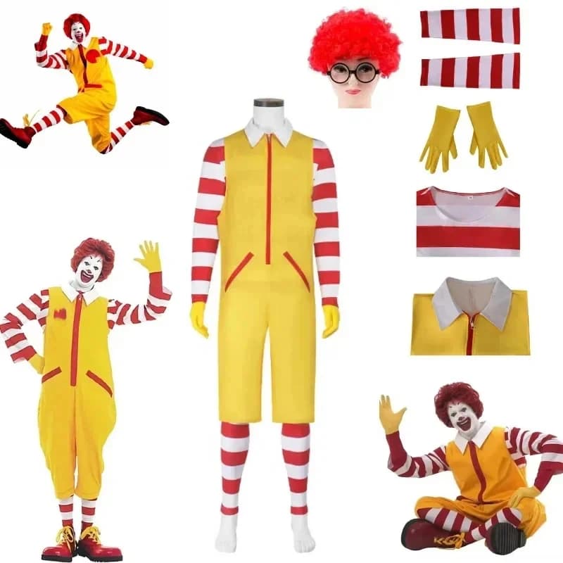 ABC123Tute Gialle Fast Food Abbigliamento M Costume Cosplay Anime per Genitore Adulto Clown con Parrucca Rossa Halloween;6'j,k.9;a