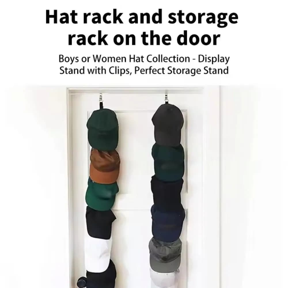 Portacappelli da baseball con 10 ganci da appendere dietro la porta, salvaspazio, con cinghie in nylon, senza foratura