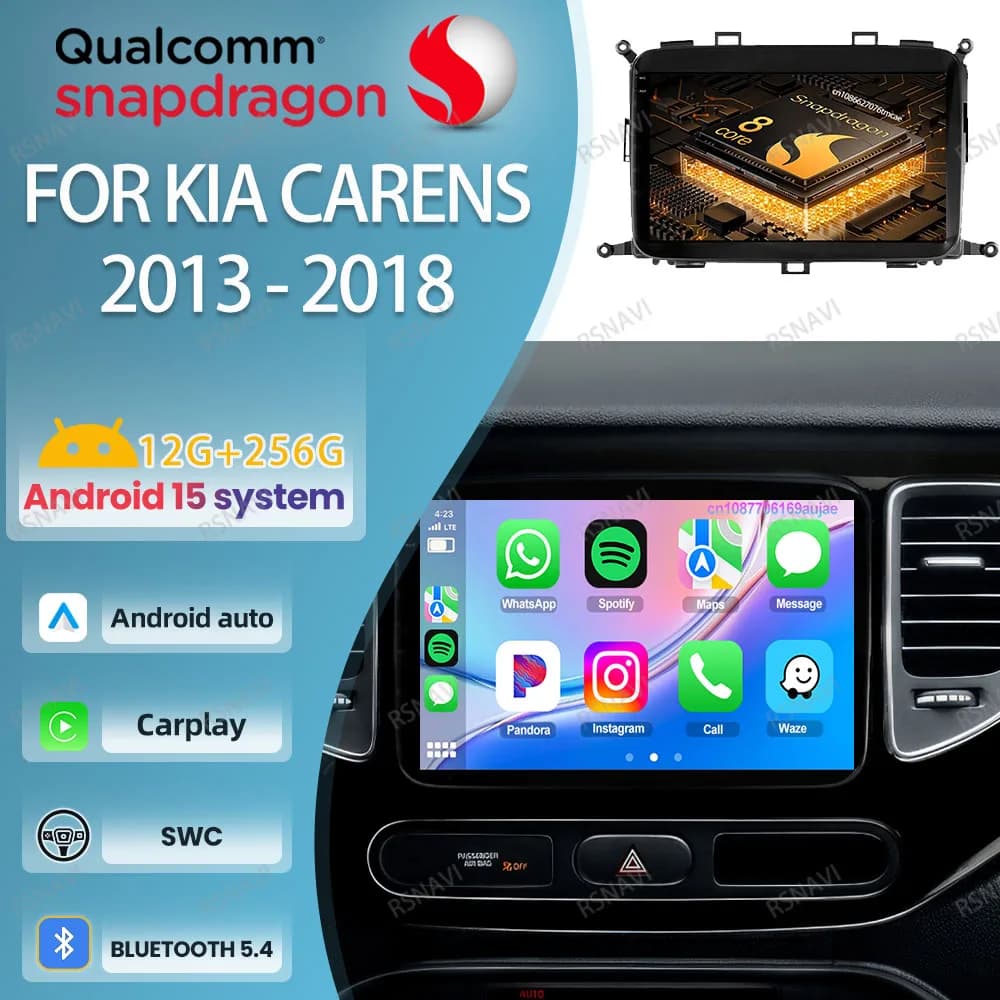 Android 15 Car Radio For KIA Carens 2013 - 2017 2018 WIFI+4G Autoradio Stereo Wireless DVD Systems QLED AUTO RDS Head Unit BT