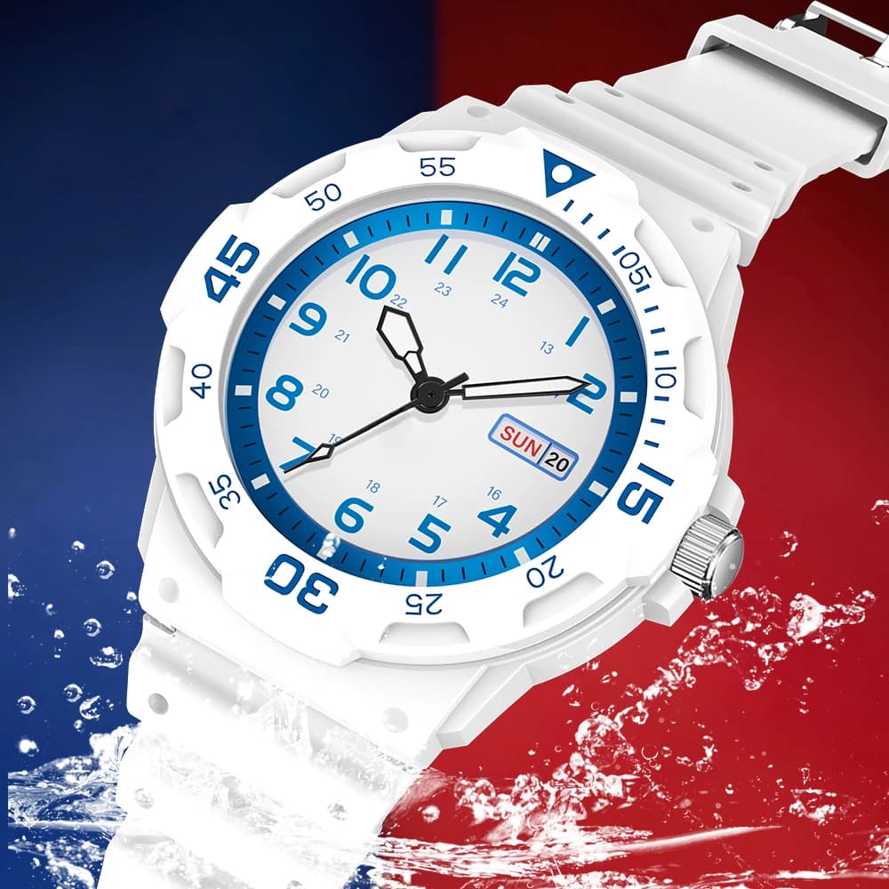 Orologio sportivo per studenti alla moda, orologio casual con luce notturna, quadrante orologio al quarzo maschile e femminile multifunzionale impermeabile da 50 m, girevole