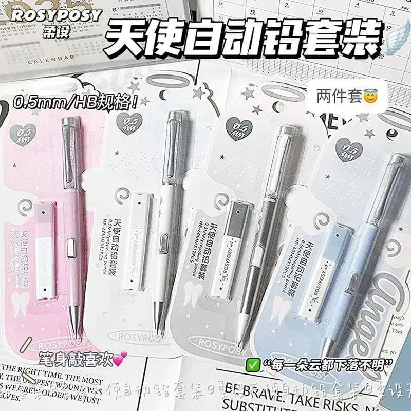 RosyPosy Crystal Mechanical Pencil Set,0.5mm Side Press Low Center of Gravity Ergonomic Automatic Pencil for Students,Sketching