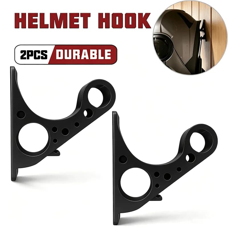 2PCS Motorcycle Helmet Holder Wall Mount Hook, Anti Scratch Rack for Full Face Bike Helmet, Multipurpose Key Glove Hat Storage
