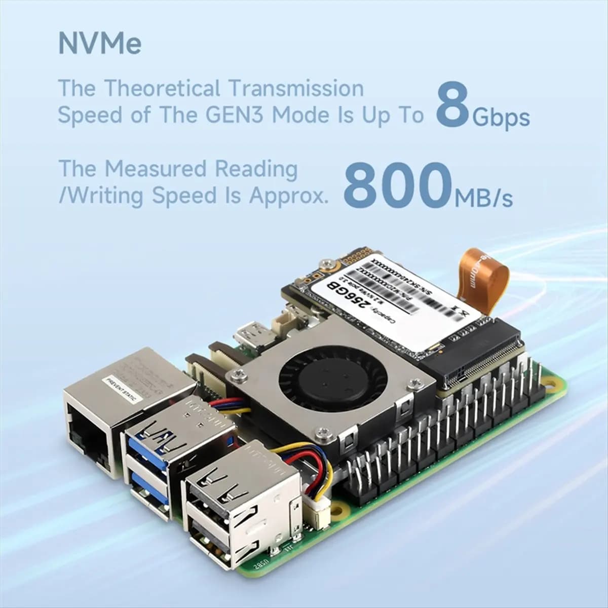 Scheda Adattatore HGHO PCIe a M.2 per Raspberry Pi 5, con Ventola di Raffreddamento, Compatibile con SSD M.2 NVMe Protocollo 2242 / 2230