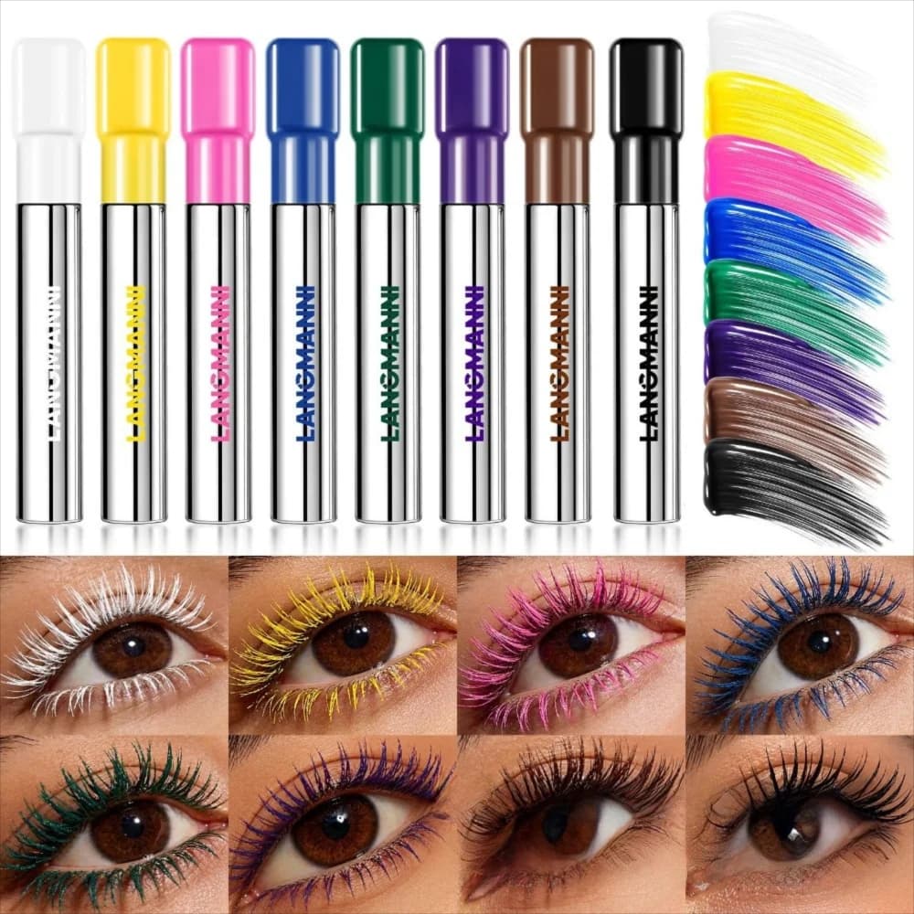 Mascara with Big Brush in Silk Fiber, Ultra-Fine Brush to Lengthen the Eyelashes, Mascara Colored Drying Fast and Moisturizing