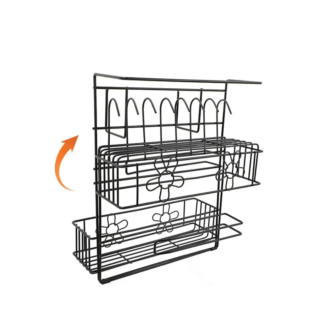 1 Pezzo Scaffale Multifunzione in Ferro, Organizzatore Salvaspazio da Appendere al Lato del Frigorifero, per Cucina, Bagno, Scrivania, Nero