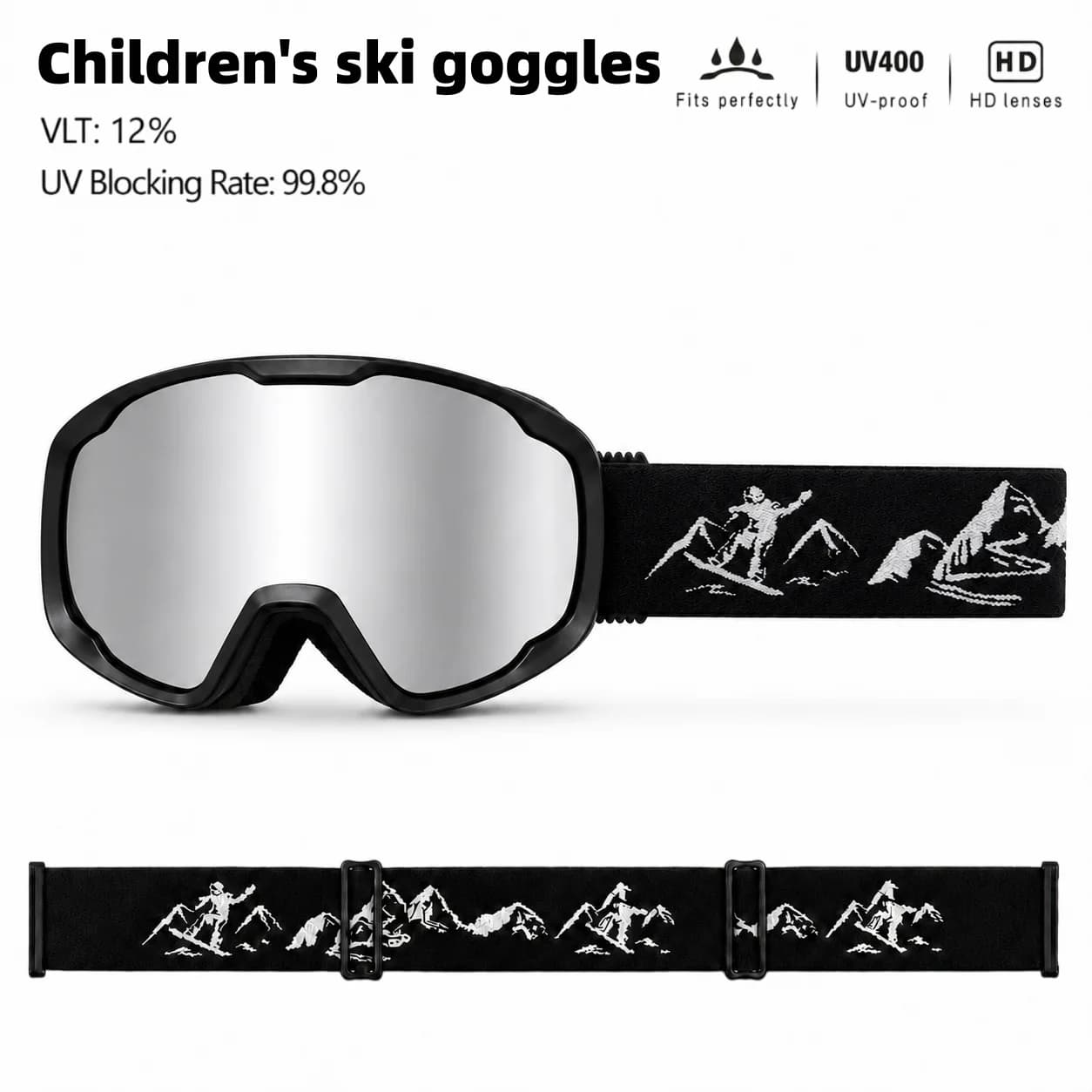 Professional Children's Ski Goggles with UV Protection, Anti-Fog Function & HD Lenses, Ideal for Kids' Snow Skiing Sports