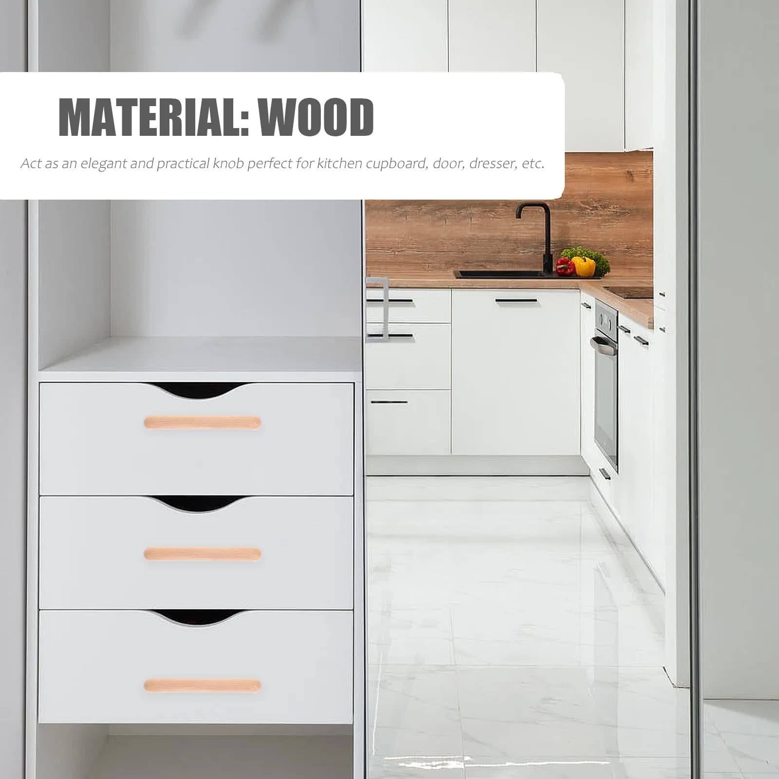 Set di 8 Maniglie in Legno per Cassetti, Stile Rustico Artigianale, per Cassettiere, Armadi, Librerie e Guardaroba, Design Moderno Stile Fattoria