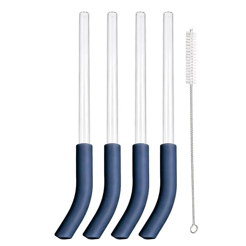 A25F-For Ninja Blendboss 26Oz Travel Tumbler Replacement Glass Straw Smoothie Straws With Cleaning Brush