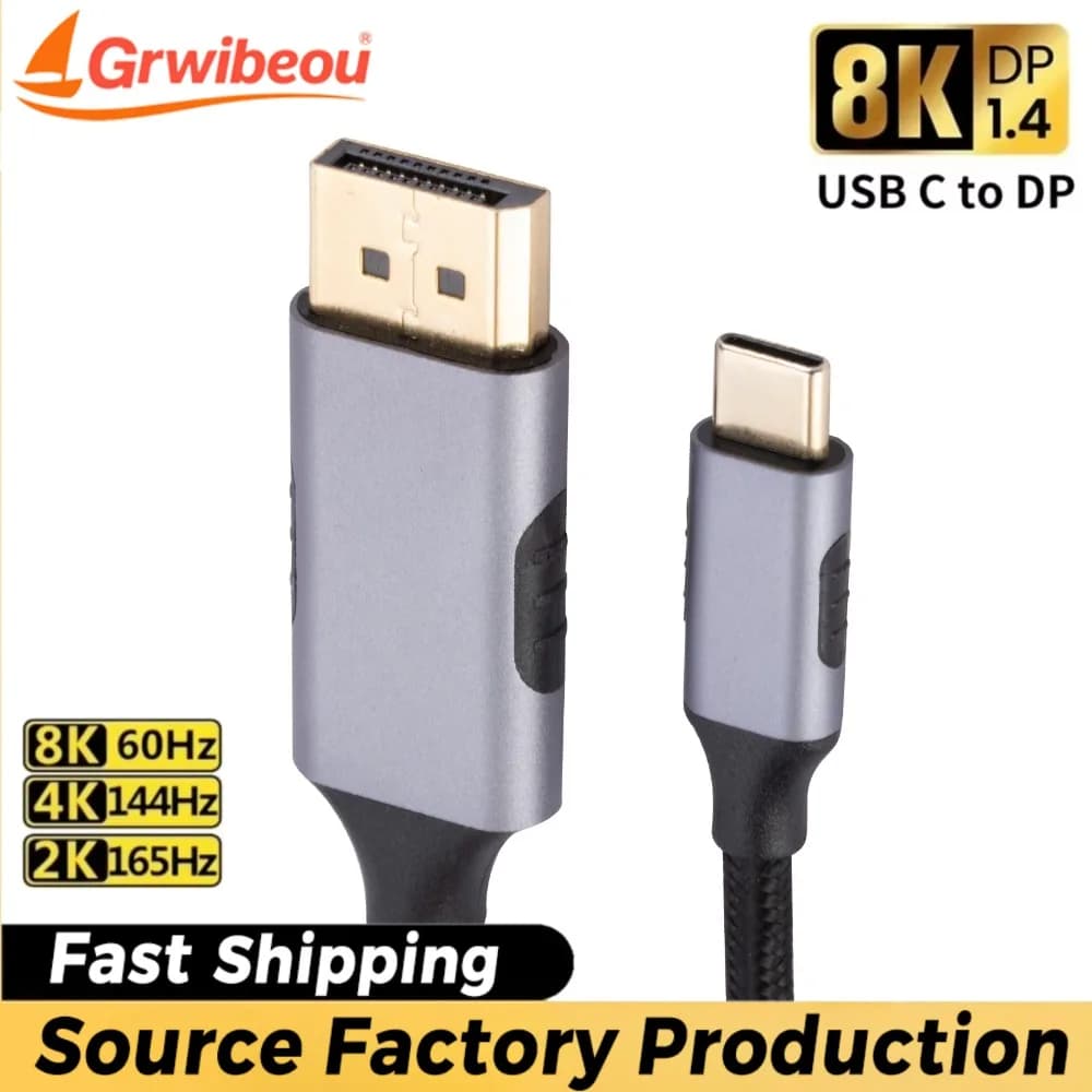 Cavo USB-C a DP compatibile da 1,8 m, 8K@60Hz, da Tipo C 3.1 a 4K 144Hz 1.4, Cavo Audio Thunderbolt 3 4 per MacBook Air Pro Samsung
