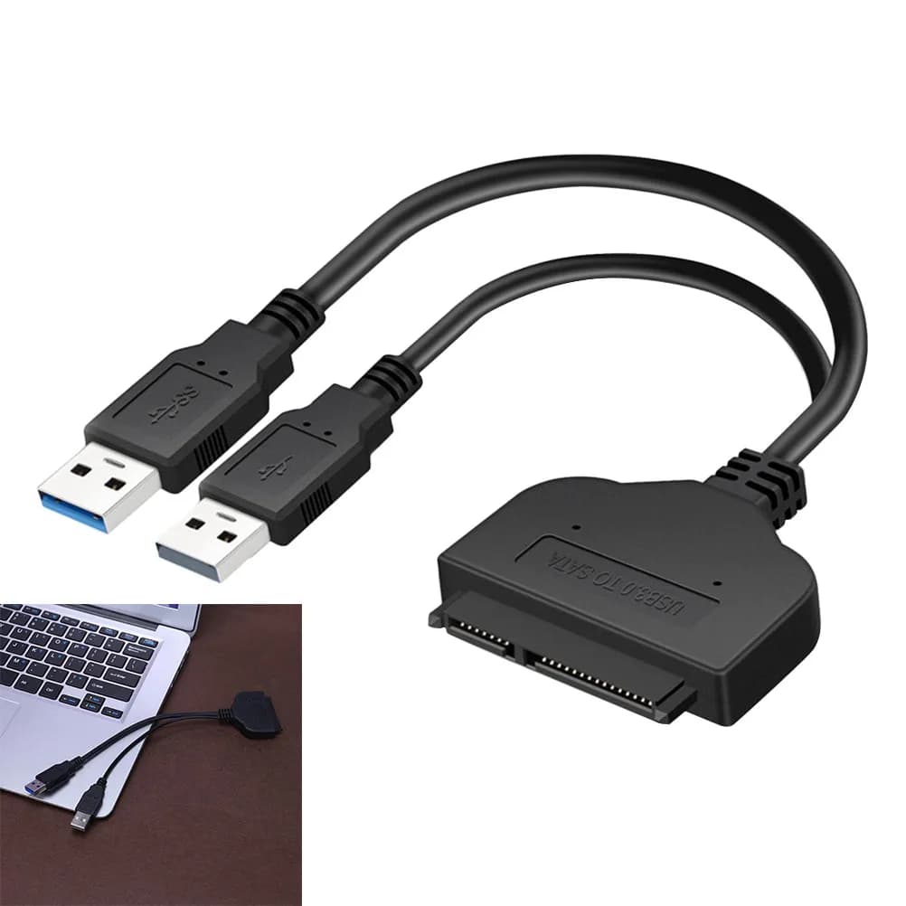 Cavo Convertitore 2 in 1 USB 3.0 per Disco Rigido Esterno, Adattatore per Trasferimento Dati per SSD/HDD da 2,5 Pollici, Backup Veloce