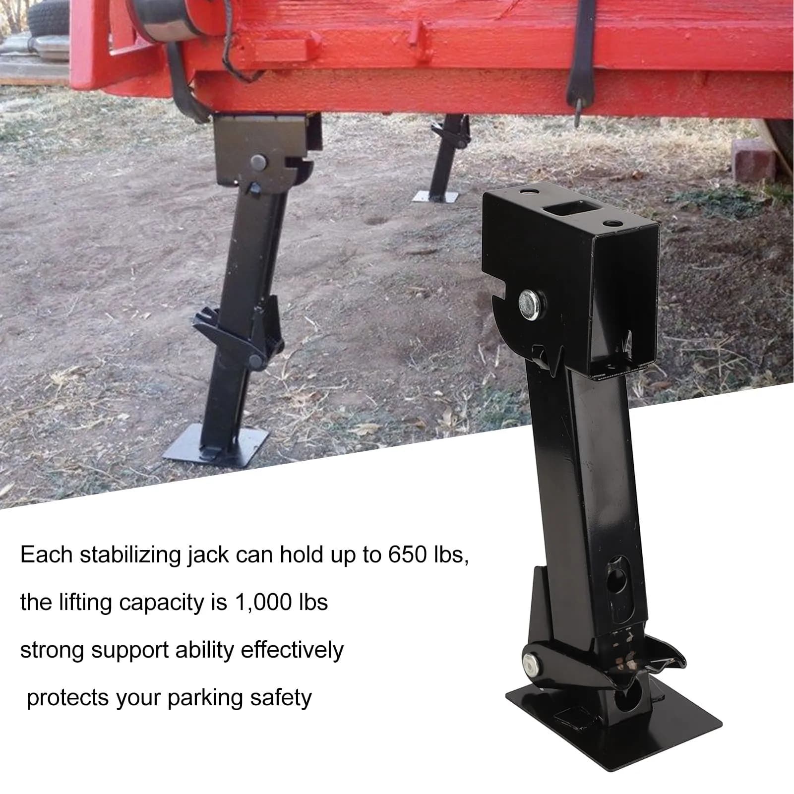 Martinetto stabilizzatore per rimorchio pieghevole Supporto da 650 libbre Capacità di sollevamento di 1000 libbre 290-455 mm Stabilizzatori oscillanti regolabili telescopici