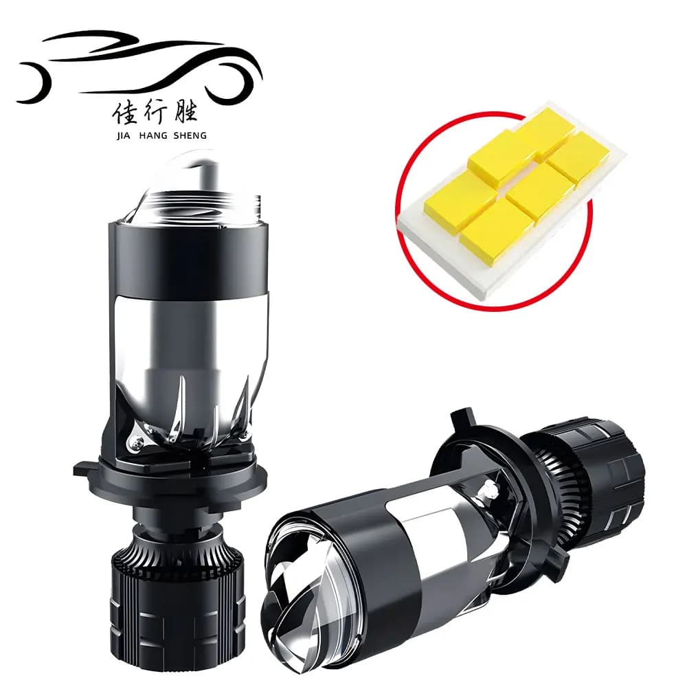 Lente Proiettore Mini H4 Bi LED, Lampadina LED per Fari Auto Super Luminosa 100W 40000LM H4 Abbaglianti/Anabbaglianti per Auto e Moto 6000K
