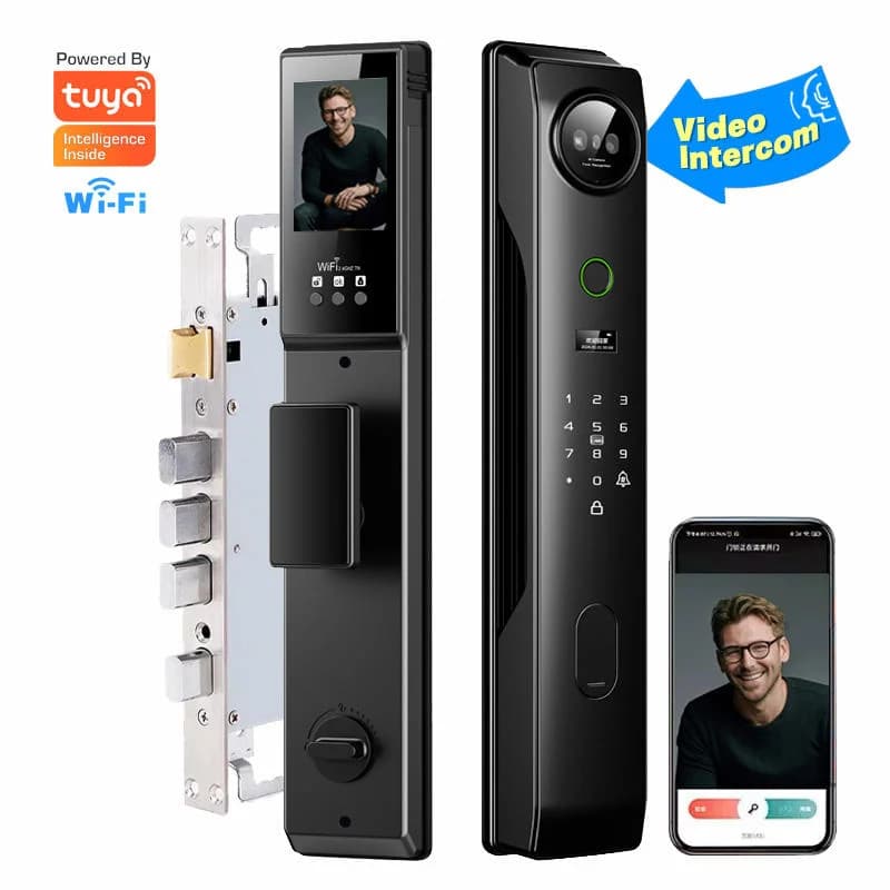 Serratura Elettronica Intelligente con Riconoscimento Facciale 3D, Impronta Digitale, Wi-Fi Tuya e Telecamera - Bestseller