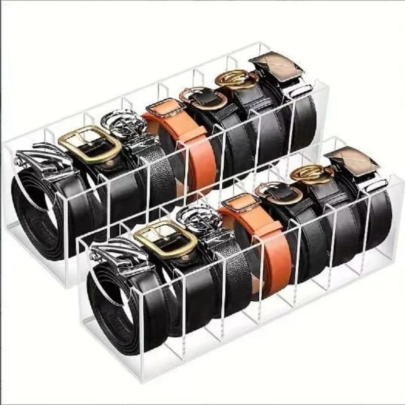 5/8 Grids Clear Acrylic Display Case, Assemble Acrylic Belt Storage Box For Belt, Bow Tie, Jewelry, Watch, Desktep Organizer