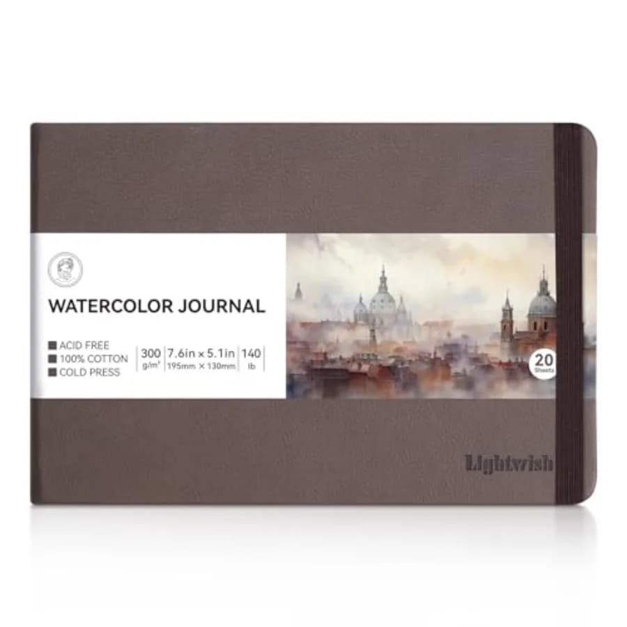 Watercolor Journal, 100% Cotton Cold Press Watercolor Paper Sketchbook 7.6" x 5.3", 20 Sheets 140lb/300gsm,Acid-Free for Waterc