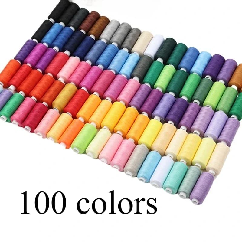 100 Colors Set DIY Hand Sewing Thread Small 402 Thread 400 Yards Multifunctional Polyester for Sewing Machines