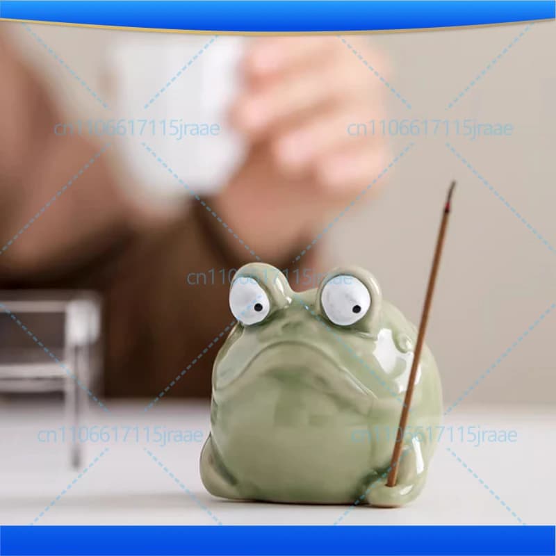 Set di 3 Portaincenso in Ceramica a Forma di Rana, Base per Incenso a Forma di Animale, Ornamento da Tavolo, Decorazione per la Casa