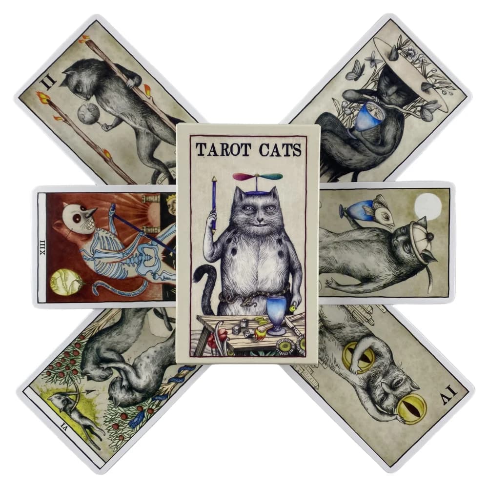 Carte dei Tarocchi con motivo gatto carino, gioco di carte, carte da gioco, carte multiplayer per 2 persone, carta resistente, carte per l'intrattenimento familiare