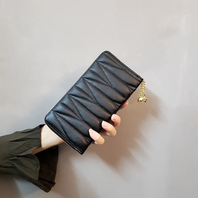 Portafoglio lungo da donna nuovo, portamonete con ciondolo con cerniera alla moda, portacarte di lusso giovane con pochette con tracolla