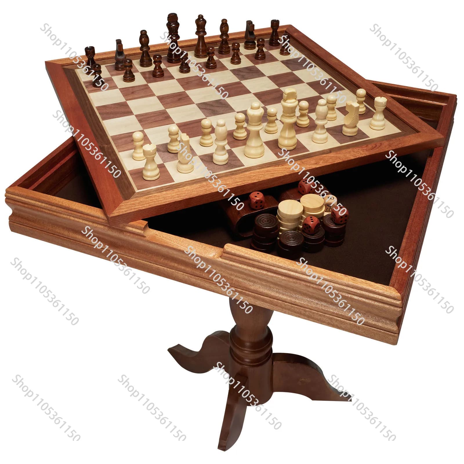Set da gioco 3-in-1 da 18 pollici: Scacchiera, Backgammon e Tavolo da Scacchi in Legno