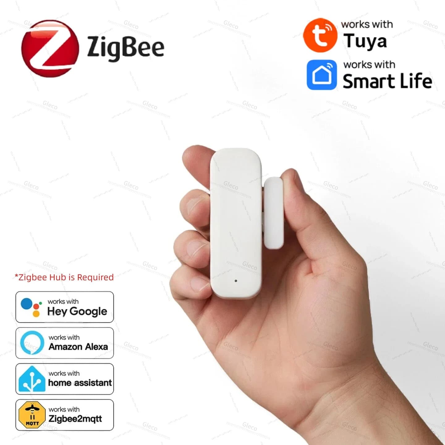 Tuya Zigbee Sensore per porte e finestre Rilevatore di allarme Antifurto Contatto magnetico Apri Chiudi Alexa Google Smart Life Sicurezza domestica intelligente