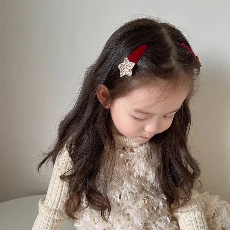 1 pair of hair clips with star glittered in Korean style for newborn, soft BB, hair accessories for children, headdress