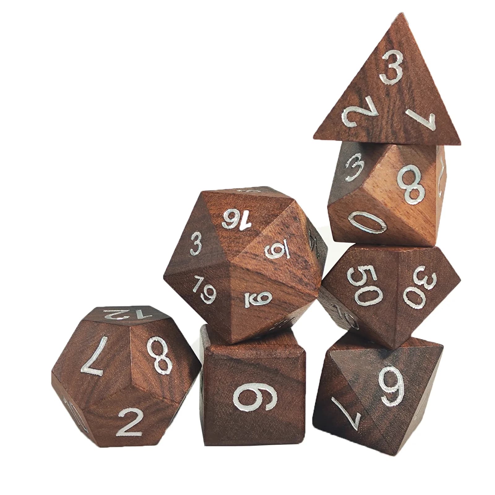 Set di dadi in legno per giochi di ruolo DND Drago e Dungeon Giochi di ruolo Dadi poliedrici Regali di compleanno di Natale per gli amanti dei giochi da tavolo