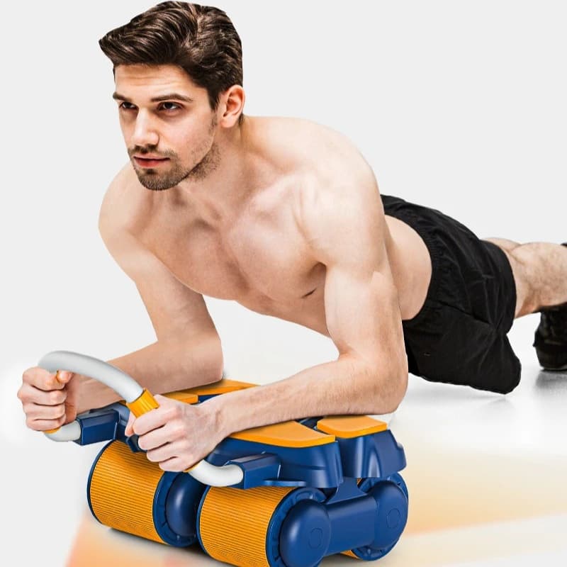 Four Wheel Automatic Rebound Ab Rollers with Pull Ropes Portable Unisex Abdominal Core Waist Slimming Training Fitness Equipment