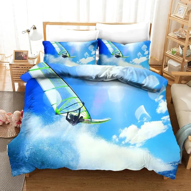 Stampa Set biancheria da letto da surf per ragazzo ragazza 3 pezzi Set copripiumino per bambini, doppia biancheria da letto completa Queen King Set copripiumino 228x228
