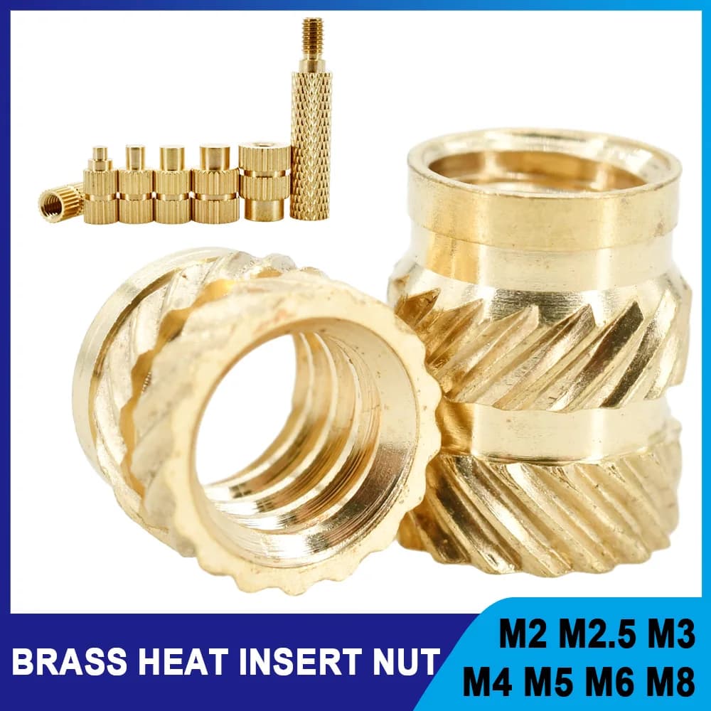 M2 M2.5 M3 M4 M5 M6 M8 riscaldamento inserto in ottone dado doppio Twilled zigrinato filettato stampante 3d inserti Hot Melt dadi punte di saldatura