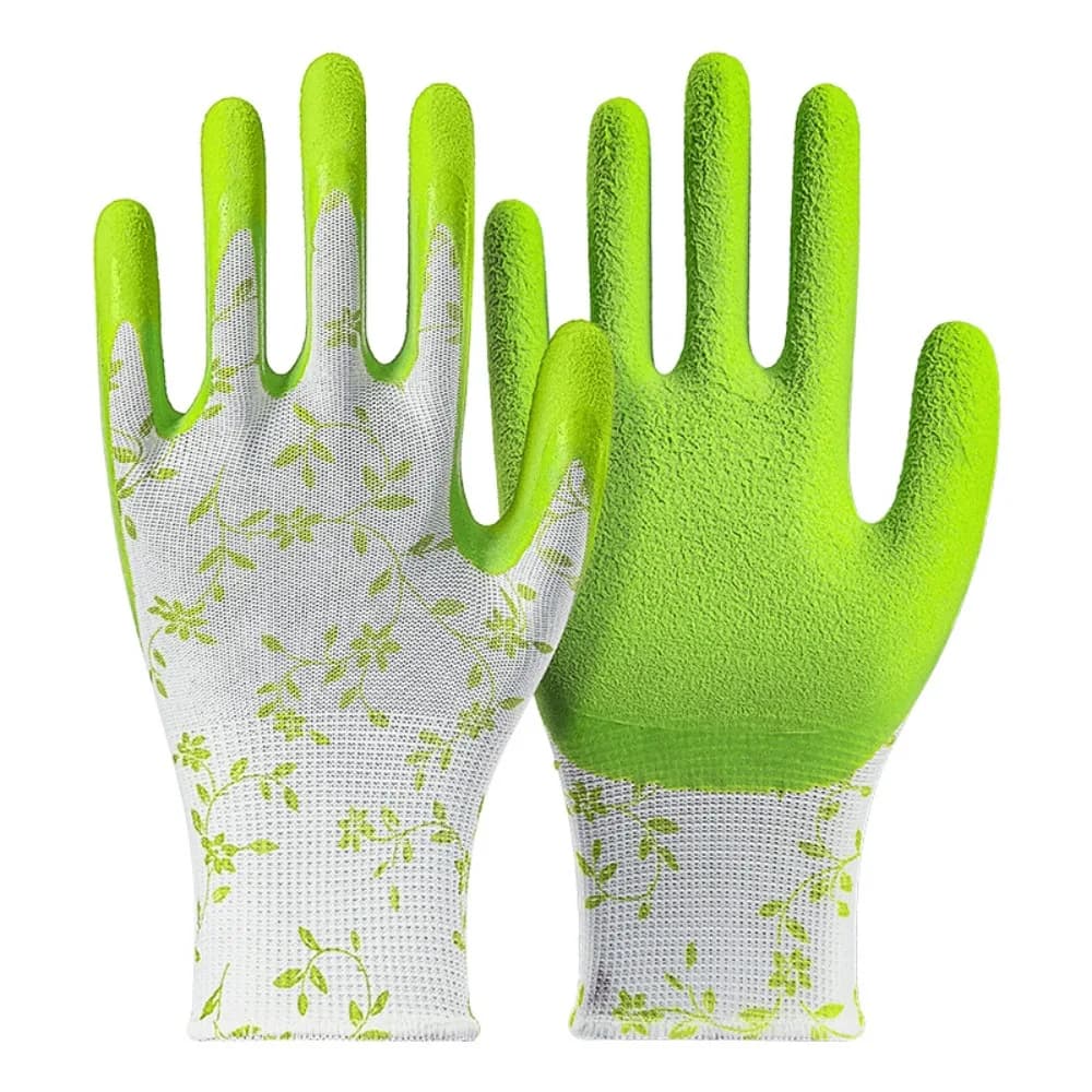 3 Paia di Guanti da Giardinaggio Durevoli e Traspiranti, Comodi Guanti in Schiuma di Lattice Stampati, Guanti da Lavoro Flessibili e Impermeabili per l'Agricoltura