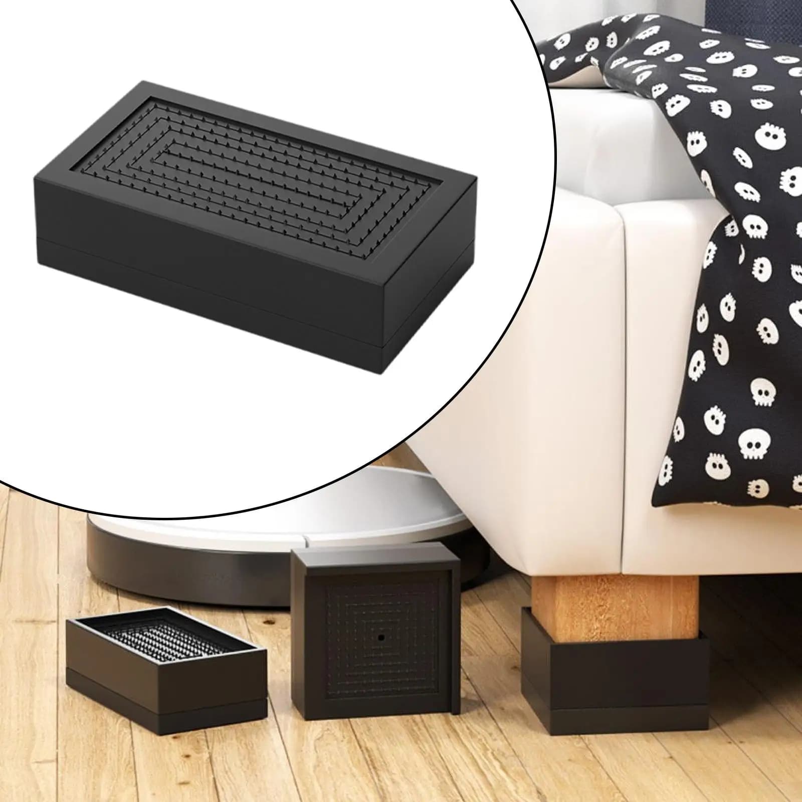 Rialzo Rettangolare per Letto, Sollevatore per Letto, Rialzo Salvaspazio, Protezione per Pavimento, Blocco Rialzante Rettangolare per Scrivania e Tavolo