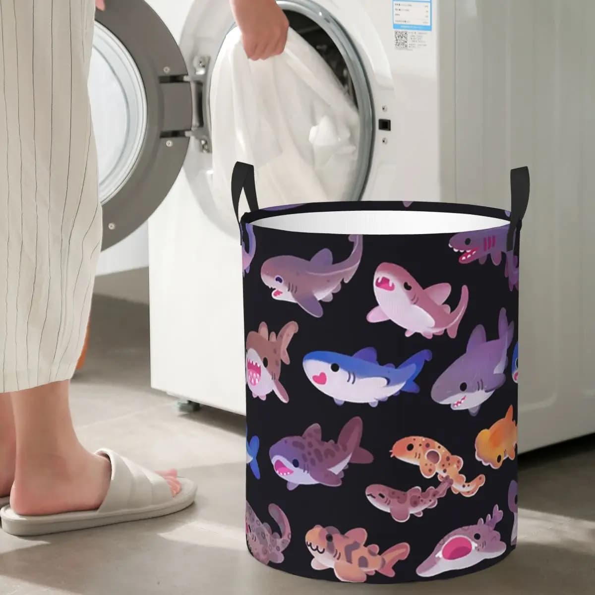 Cesti per Bucato Pieghevoli Shark Day, Cesto Portabiancheria Sporca e Giocattoli, Borsa Organizer per la Casa