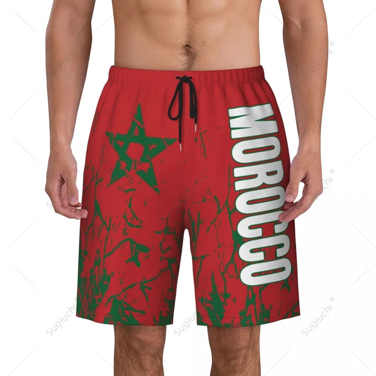 Pantaloni da spiaggia con bandiera del marocco da uomo pantaloncini da surf surf ragazzi calcio ciclismo costumi da bagno in esecuzione poliestere