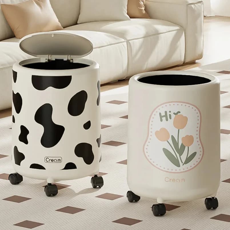 15L Trash Can with pulley Anti-odor trash Bin with Lid Wastebasket Kitchen Bathroom Large Capacity Garbage Can