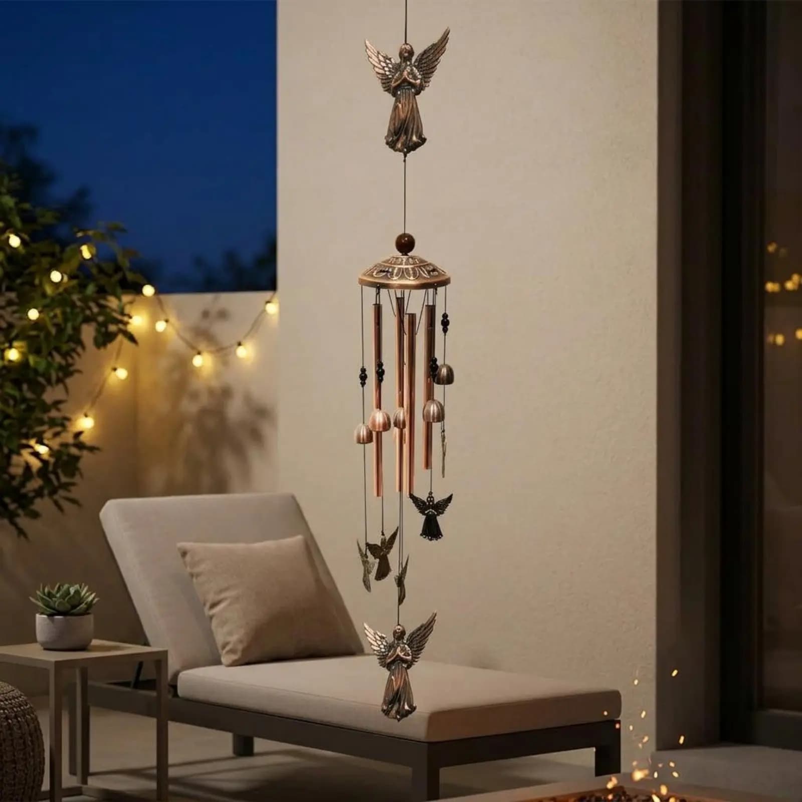 Creature Wind Chime Embossed Top Cap Metal Wind Chime Hanging Ornament Layered Design Garden Decor Pleasant Sound for Courtyard