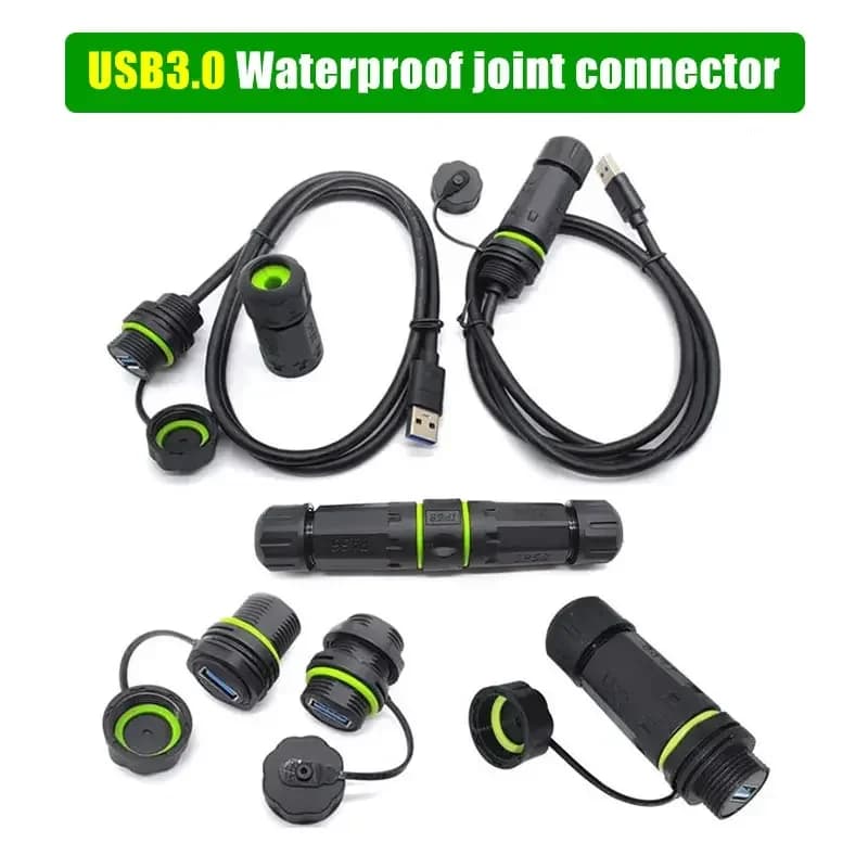 IP68 USB 3.0 Panel Type Plug Socket Outdoor Waterproof M20 USB Connector Male to Female Data Signal Extension Cable