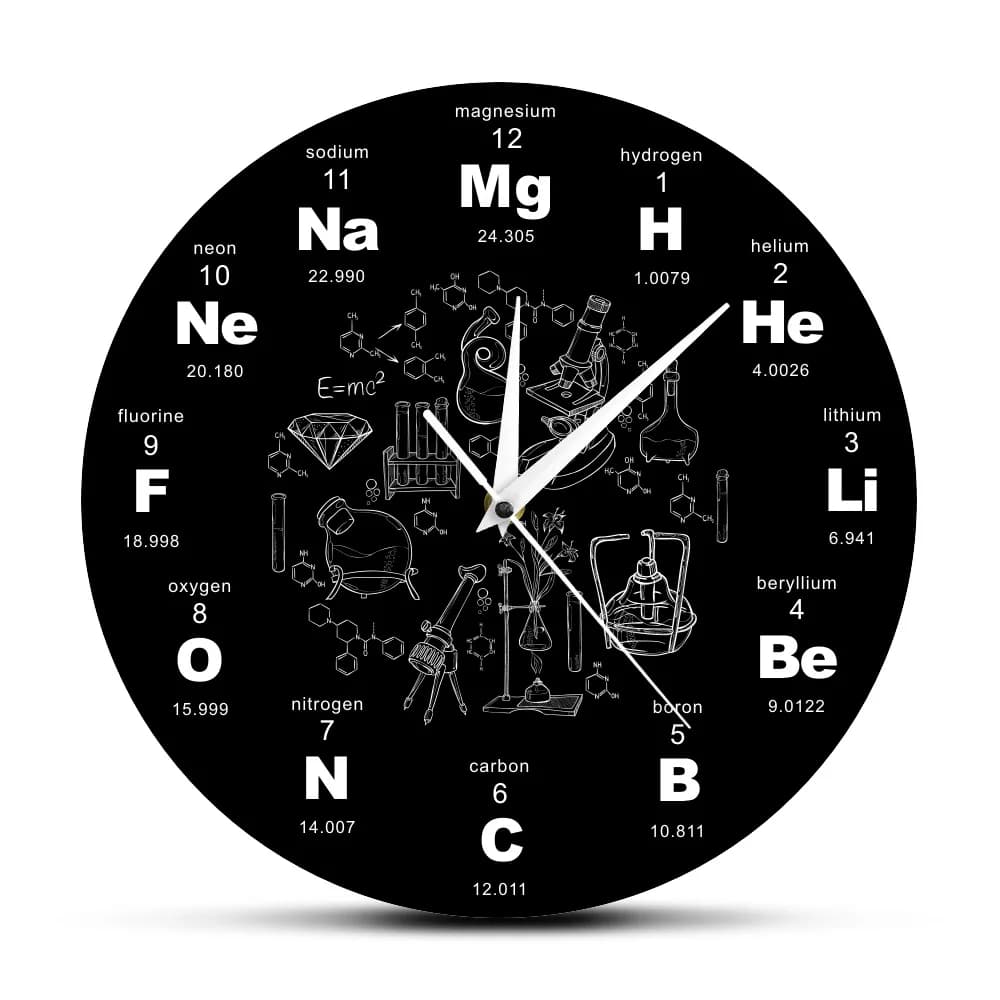 Periodic Table of the Elements Art of the Wall Chemical Symbols Wall Clock ElementaL Educational Display Hall Clock Teacher Gift